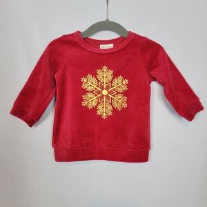 NEW - First Impressions Girl's Long-Sleeve Top in Red w/ Gold Snowflake Design